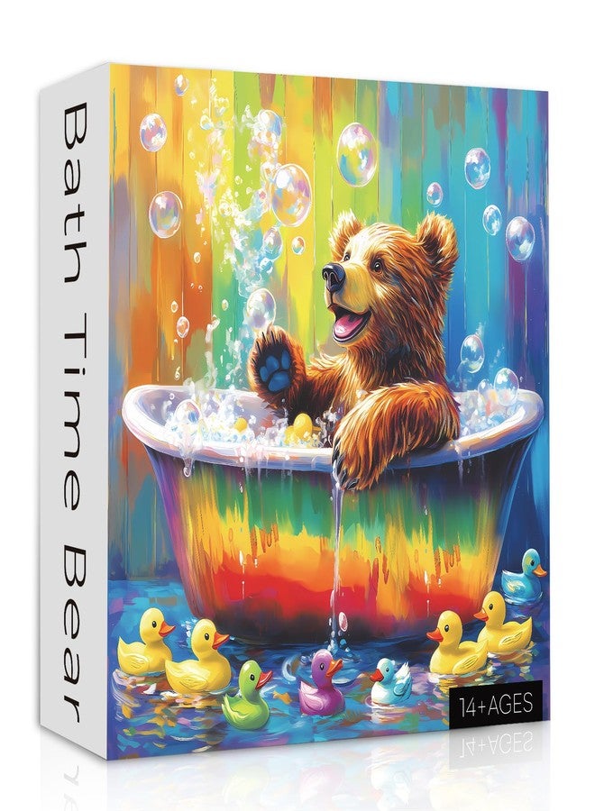PPuzzling Bear Animal Puzzles for Adults 1000 Pieces, Funny Bathing Bears Jigsaw Puzzle, Challenging Rainbow Duck Puzzle as Home Decor - Image 1